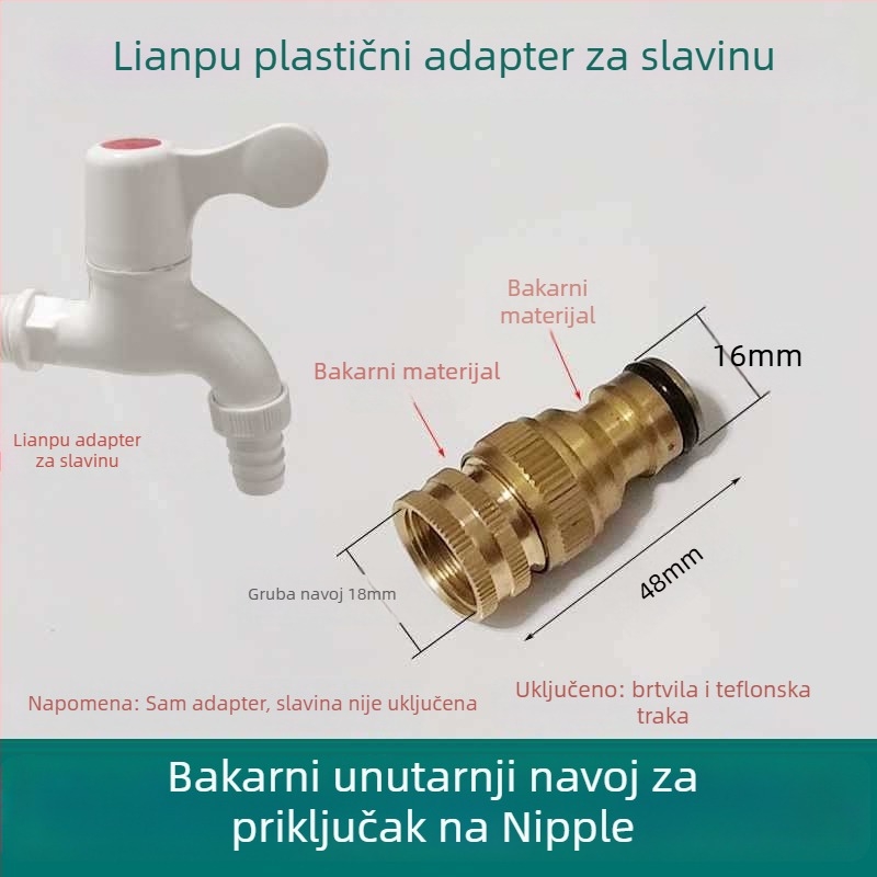 Mesing adaptér za slavinu za perilicu i crijevo za pranje automobila, s keramičkim disk ventilom, model Liansu, jednostruka veza, CE certifikat