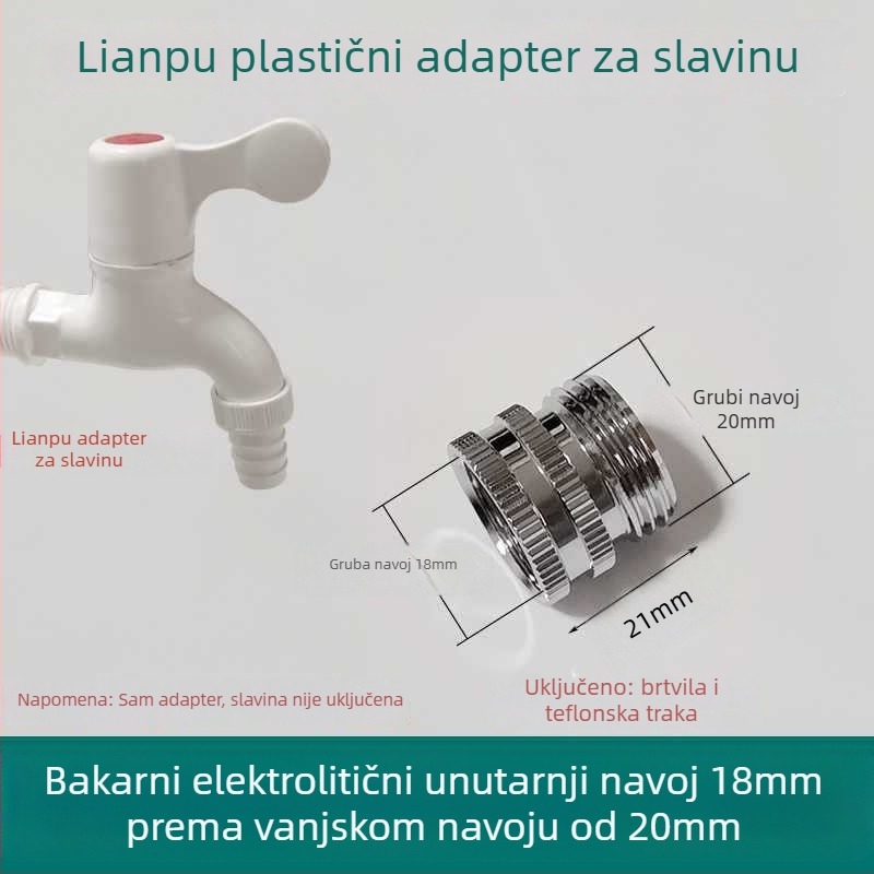 Mesing adaptér za slavinu za perilicu i crijevo za pranje automobila, s keramičkim disk ventilom, model Liansu, jednostruka veza, CE certifikat