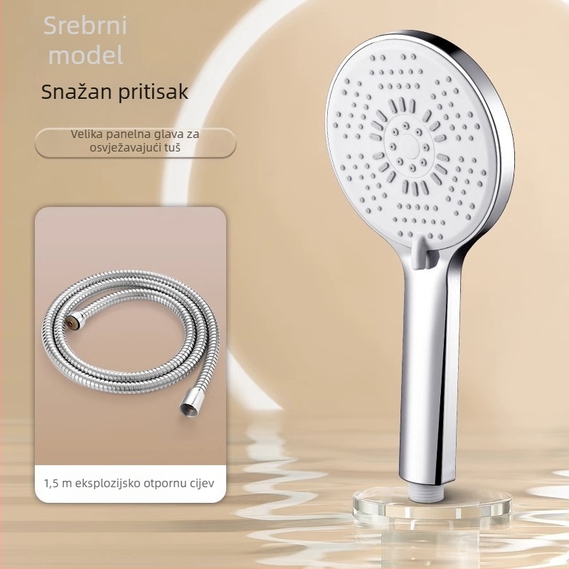 Set glavice tuša i špage s pojačalom mlaznice – ABS, izravna montaža, 0–80°C, 0,6 MPa, tlakovni kišni tuš
