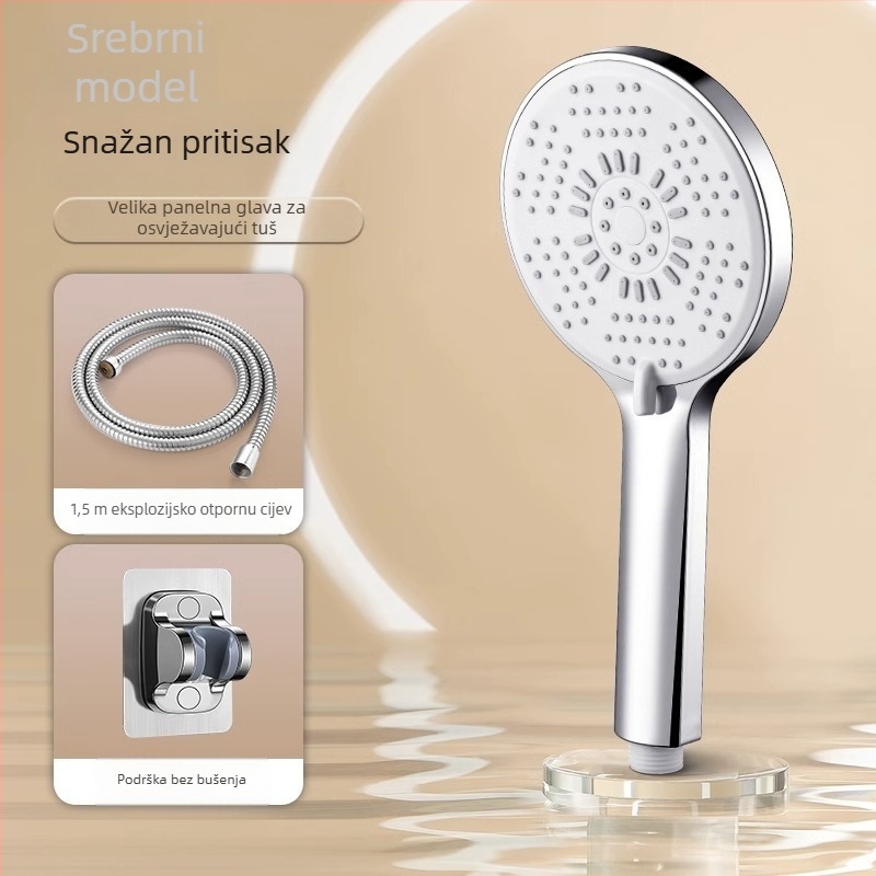 Set glavice tuša i špage s pojačalom mlaznice – ABS, izravna montaža, 0–80°C, 0,6 MPa, tlakovni kišni tuš