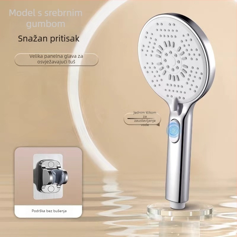 Set glavice tuša i špage s pojačalom mlaznice – ABS, izravna montaža, 0–80°C, 0,6 MPa, tlakovni kišni tuš