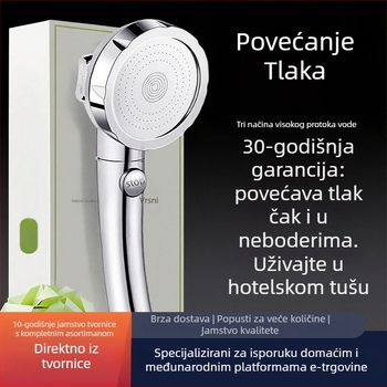 Set tuš pod pritiskom od nehrđajućeg čelika, okrugla kišna glava i ručni tuš, montaža navojem