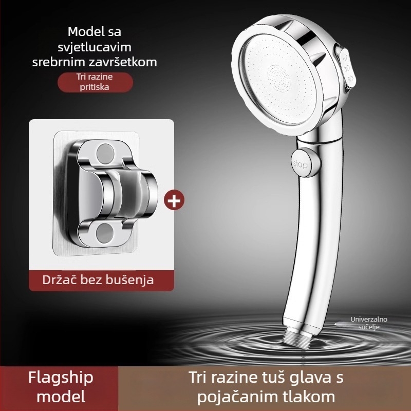 Set tuš pod pritiskom od nehrđajućeg čelika, okrugla kišna glava i ručni tuš, montaža navojem