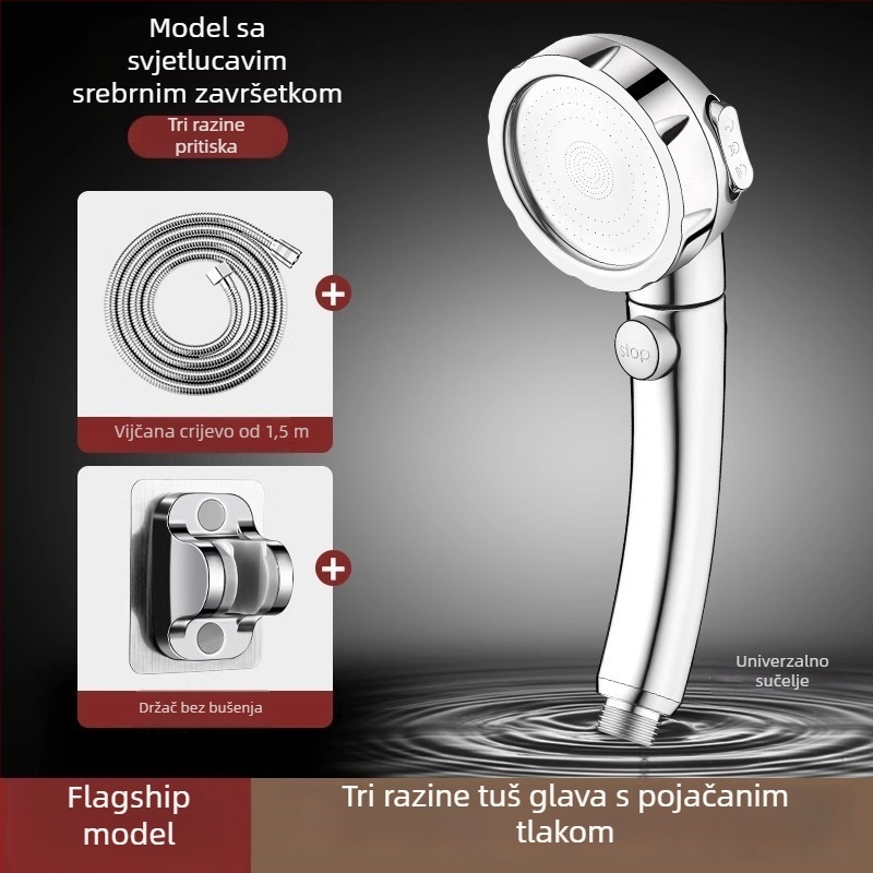 Set tuš pod pritiskom od nehrđajućeg čelika, okrugla kišna glava i ručni tuš, montaža navojem