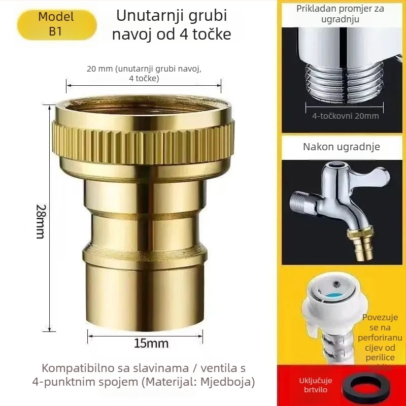 Ventil za perilicu rublja za kućnu upotrebu, debelog dizajna, od plastike, keramički disk ventil, spiralno otvaranje