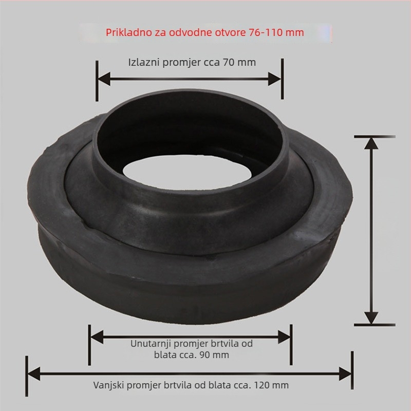 Zaptivački prsten za WC flanšu, gumeni, sjedeća flanša, brtvljenje, moderan jednostavan stil, prilagođavanje