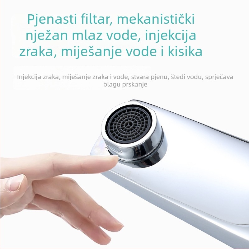 Slavina za umivaonik – bakrena, miješati tip, instalacija s jednim otvorom, keramički kartridžni ventil, elektroplatinirani završni sloj, model 16007