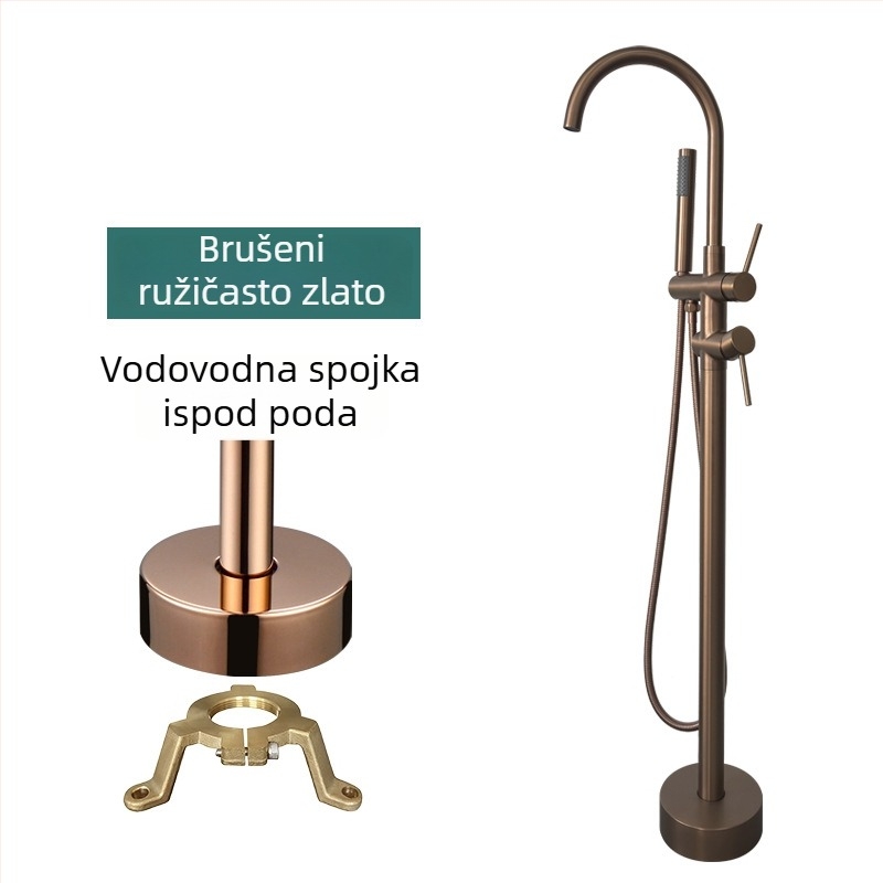 Set slavine za kadu s rotirajućom stupastom tuš-funkcijom, model 61005, bakar, 0–50 °C, 0,1–1,5 MPa, ugradnja + fiksna baza