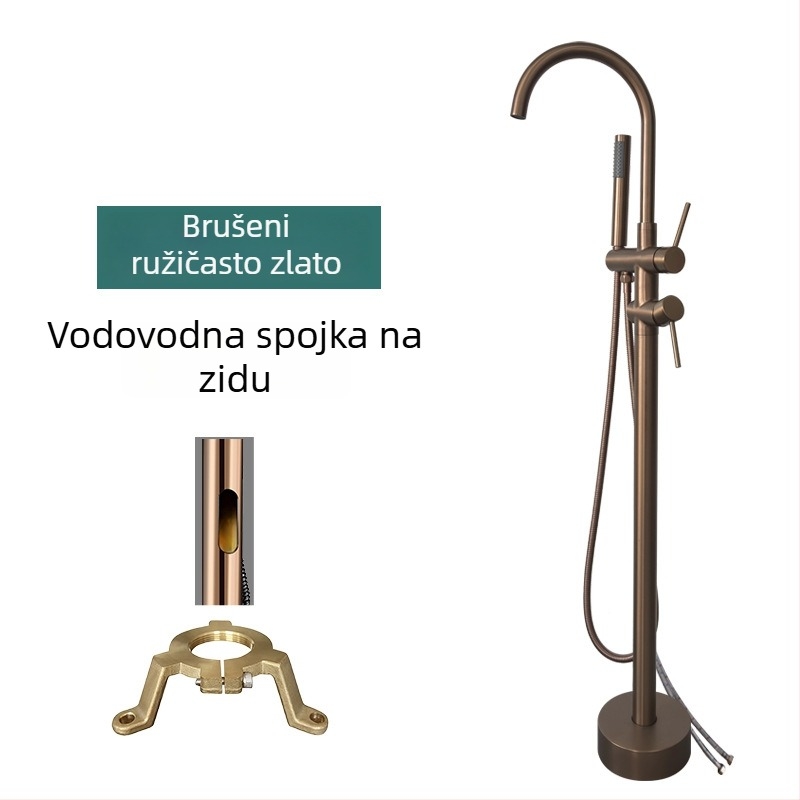 Set slavine za kadu s rotirajućom stupastom tuš-funkcijom, model 61005, bakar, 0–50 °C, 0,1–1,5 MPa, ugradnja + fiksna baza