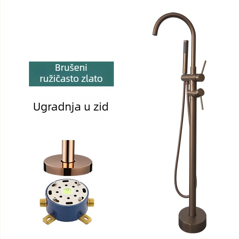 Set slavine za kadu s rotirajućom stupastom tuš-funkcijom, model 61005, bakar, 0–50 °C, 0,1–1,5 MPa, ugradnja + fiksna baza
