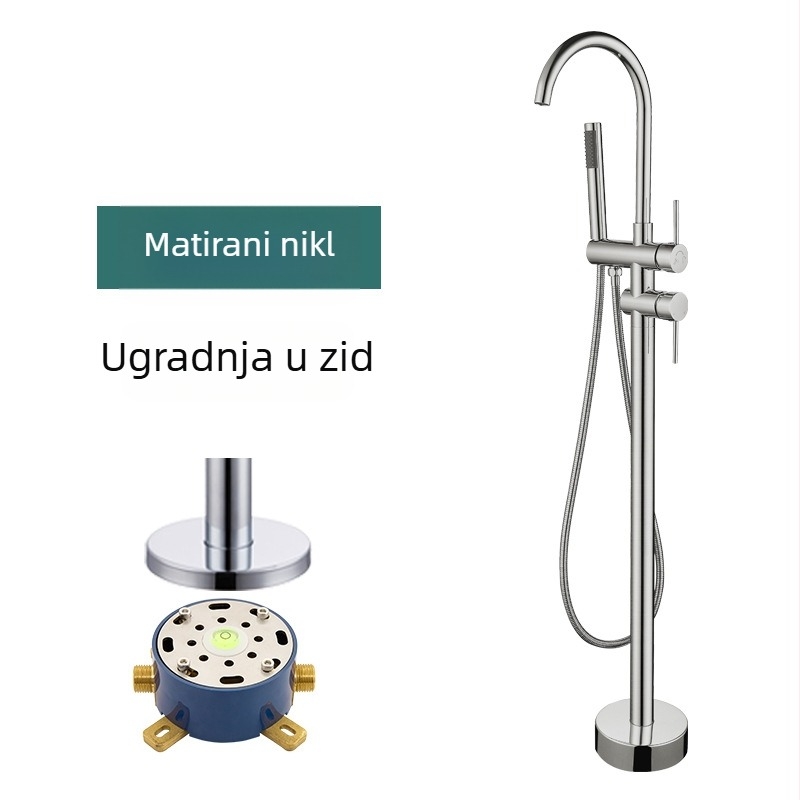 Set slavine za kadu s rotirajućom stupastom tuš-funkcijom, model 61005, bakar, 0–50 °C, 0,1–1,5 MPa, ugradnja + fiksna baza