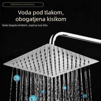 Tuš set od mjedi, zidna montaža, četvrtastog oblika gornjeg mlaza, elektroplatirani završni sloj, dvostruka kontrola toplu i hladnu vode, model LD-SH0030
