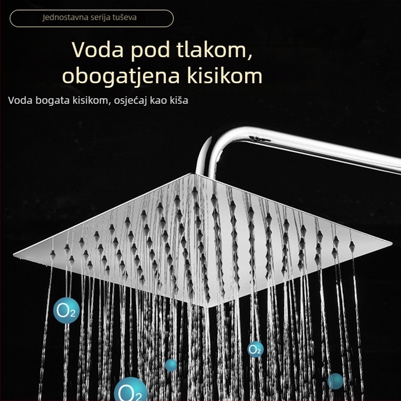 Tuš set od mjedi, zidna montaža, četvrtastog oblika gornjeg mlaza, elektroplatirani završni sloj, dvostruka kontrola toplu i hladnu vode, model LD-SH0030