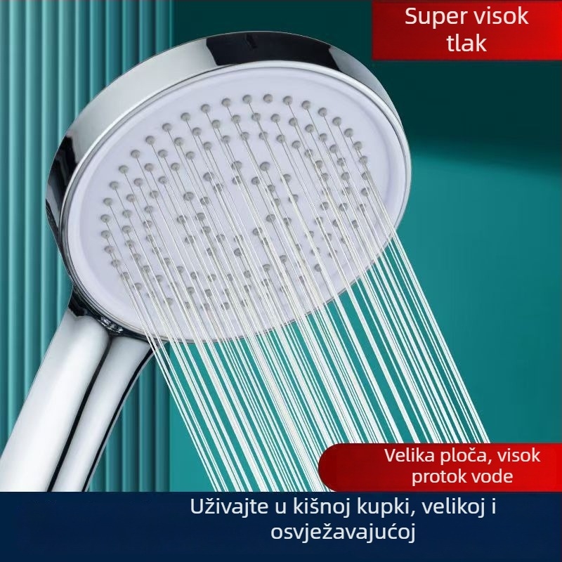 Set glave tuša za kućnu upotrebu, zidni montažni, plastika, funkcije: raspršivanje, kiša i pojačani tlak – model 235424