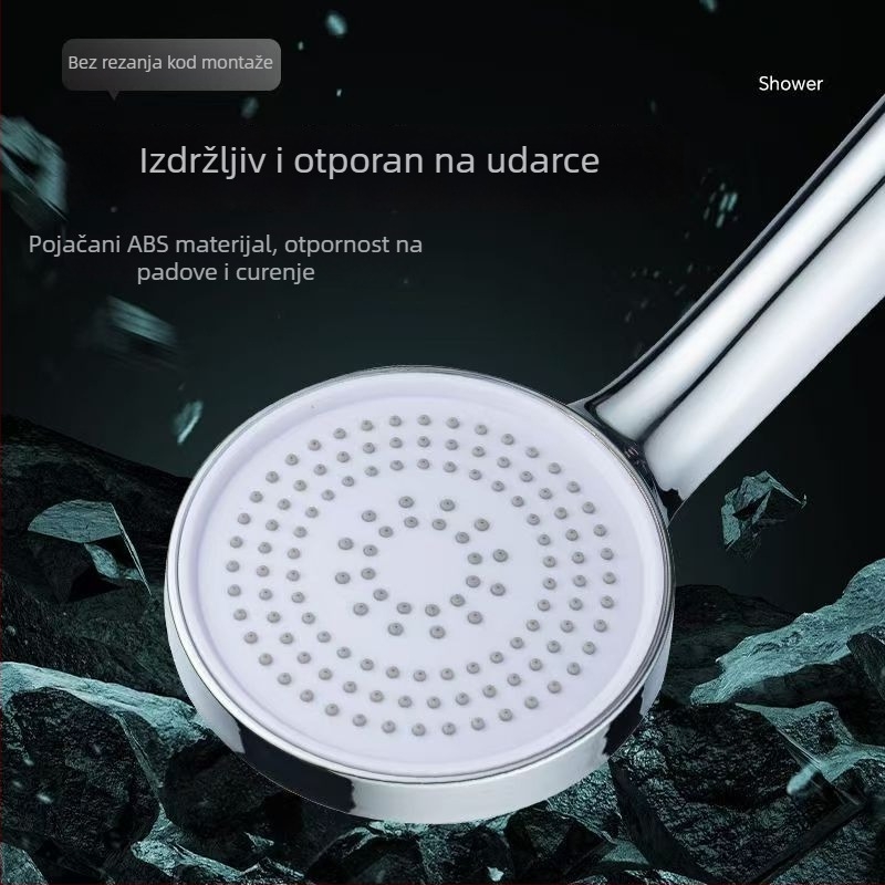Set glave tuša za kućnu upotrebu, zidni montažni, plastika, funkcije: raspršivanje, kiša i pojačani tlak – model 235424