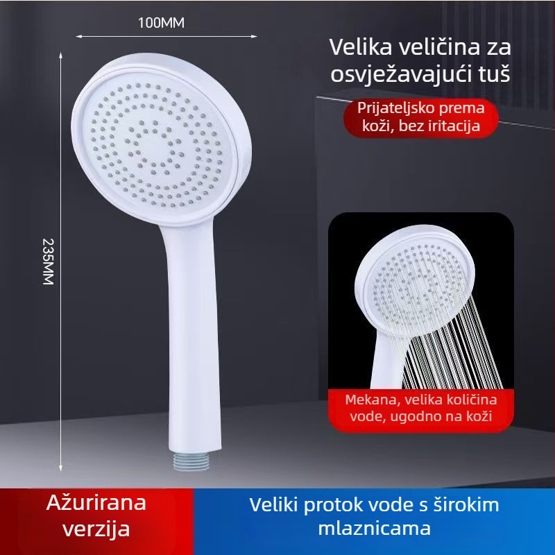 Set glave tuša za kućnu upotrebu, zidni montažni, plastika, funkcije: raspršivanje, kiša i pojačani tlak – model 235424