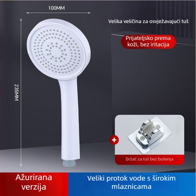 Set glave tuša za kućnu upotrebu, zidni montažni, plastika, funkcije: raspršivanje, kiša i pojačani tlak – model 235424