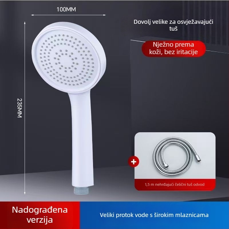 Set glave tuša za kućnu upotrebu, zidni montažni, plastika, funkcije: raspršivanje, kiša i pojačani tlak – model 235424