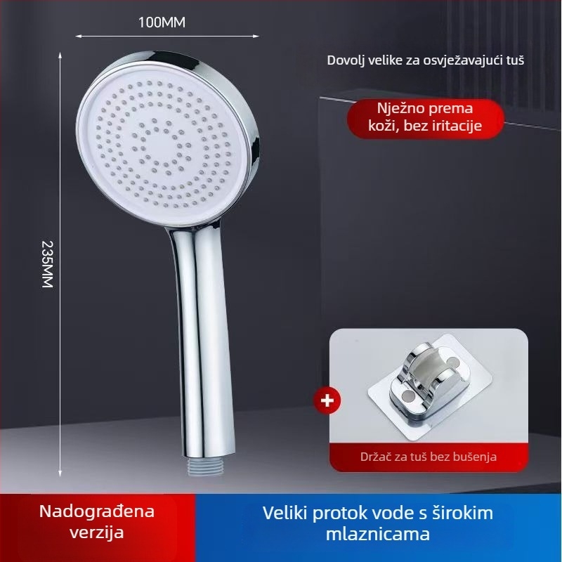 Set glave tuša za kućnu upotrebu, zidni montažni, plastika, funkcije: raspršivanje, kiša i pojačani tlak – model 235424