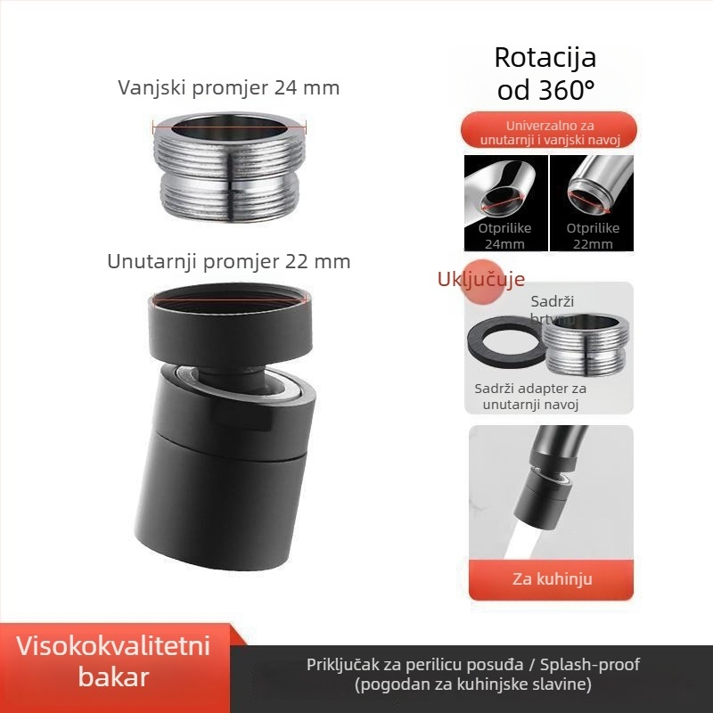 Električna kuhinjska slavina s keramičnim disk ventilom, kromirana površina, CE certifikat