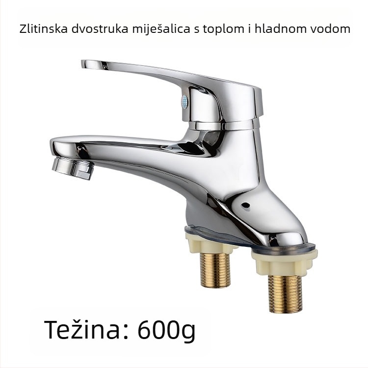 Bakar dvostruki miješalica za umivaonik s toplom i hladnom vodom, ugradnja tipa sjedalo, podizno otvaranje, 1/2" ulaz/izlaz