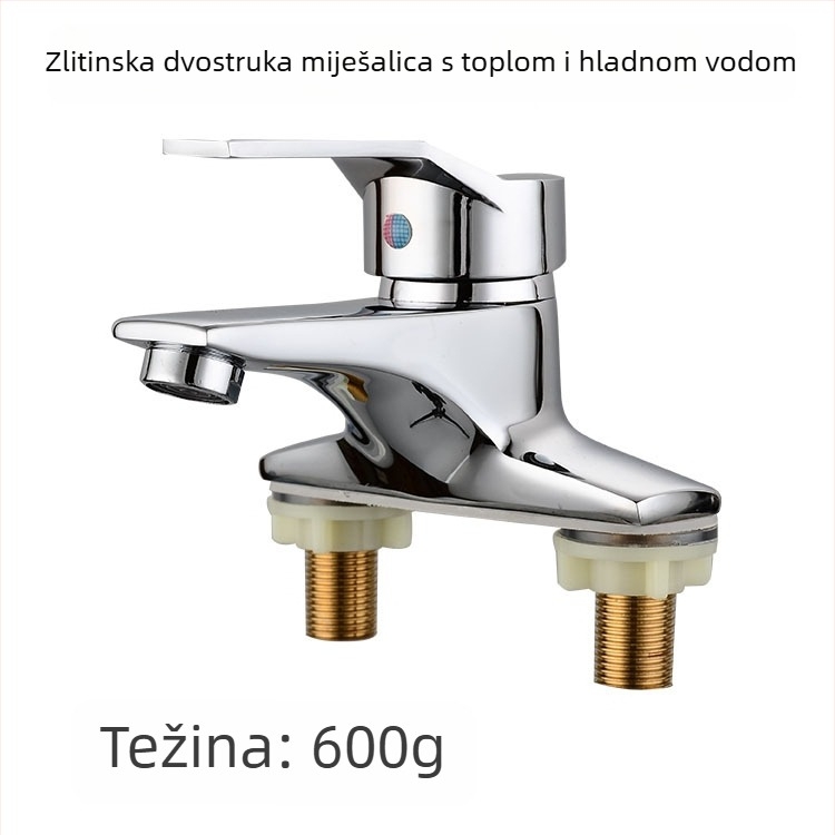Bakar dvostruki miješalica za umivaonik s toplom i hladnom vodom, ugradnja tipa sjedalo, podizno otvaranje, 1/2" ulaz/izlaz