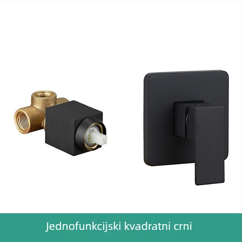 Skriti zidni set za tuširanje, kvadratni oblik, model jsd077, materijal bakar, kišni režim