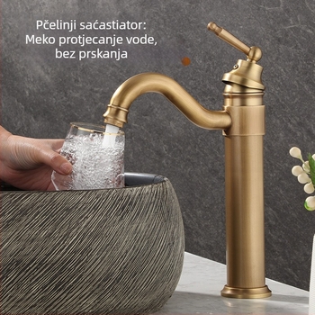 Mije slavina za umivaonik, bakar, keramički disk ventil, jednoručni dizajn, brušeni završetak