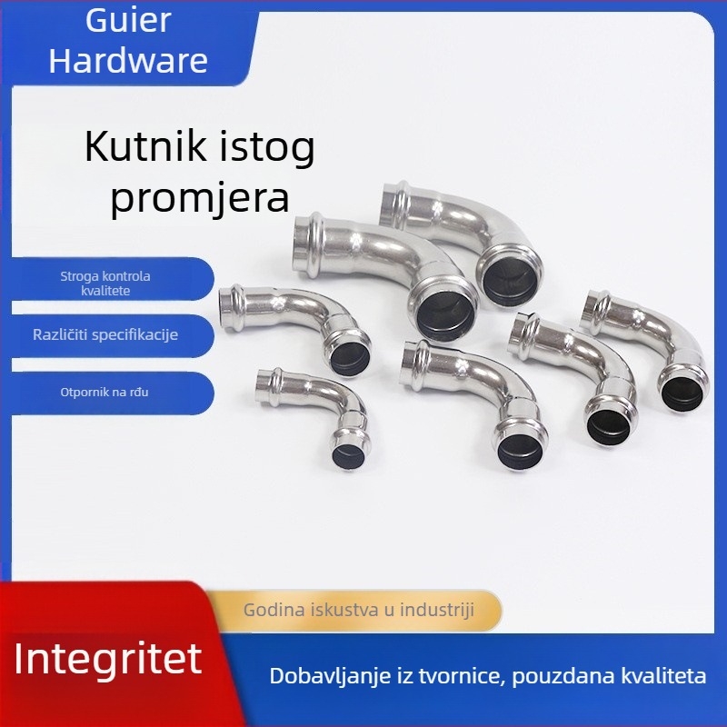 Nerez čelični koljeni spoj za cijevi, dvostruka kompresija, jednak promjer