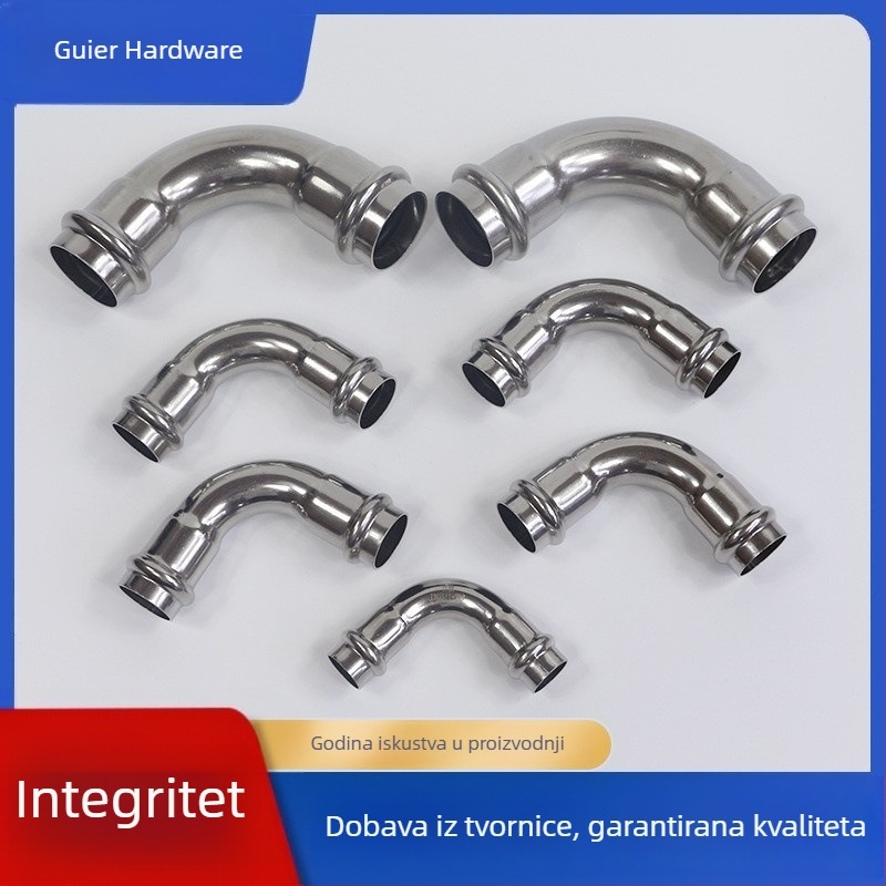 Nerez čelični koljeni spoj za cijevi, dvostruka kompresija, jednak promjer