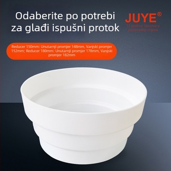 Integrirani redukcijski prsten za kuhinjski odvlačni kanal, PP materijal, debljina zida 2 mm, model 150–180, vrhunska kvaliteta, marka Huge Industry