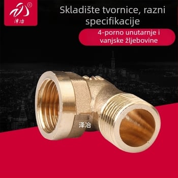 Bakarni kutni spoj s unutarnjim i vanjskim navojom, model TWT-002, debljina zida 2, visoka tlačna otpornost