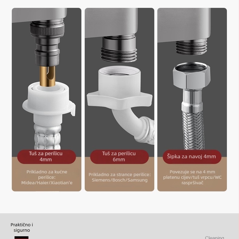 Kran za perilicu rublja s automatskim zatvaranjem, dvostruka ručica, ugradnja u zid MM-021