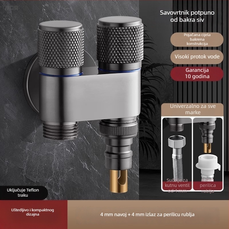 Kran za perilicu rublja s automatskim zatvaranjem, dvostruka ručica, ugradnja u zid MM-021