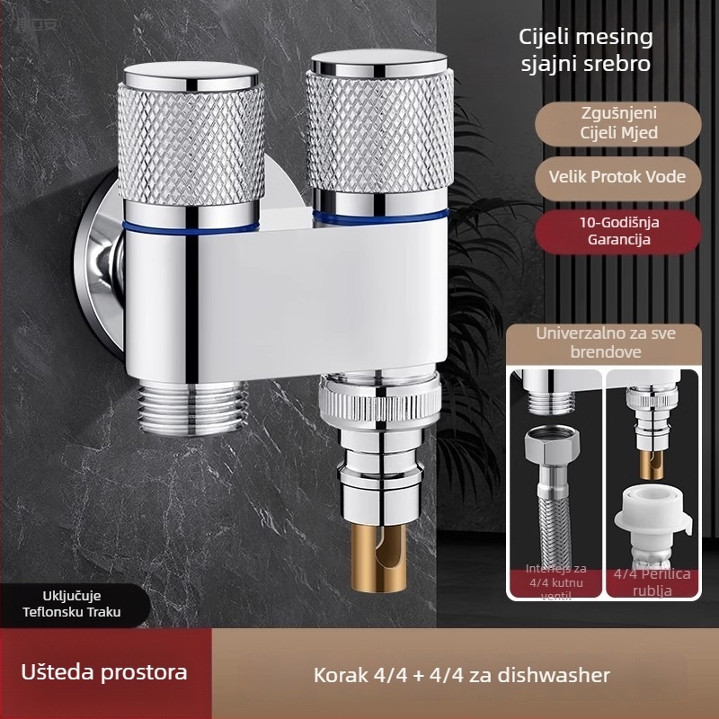 Kran za perilicu rublja s automatskim zatvaranjem, dvostruka ručica, ugradnja u zid MM-021