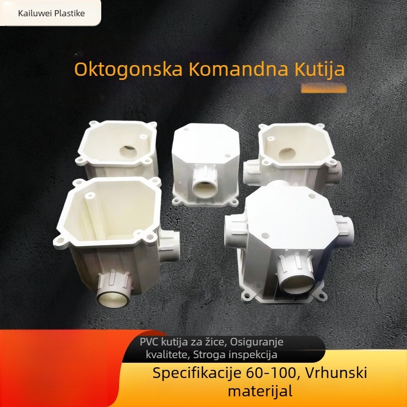 PVC oktogonalna ugrađena kutija za spojnice, model 60-70-80-100, debljina zida 2,5 mm, razred AAAAA