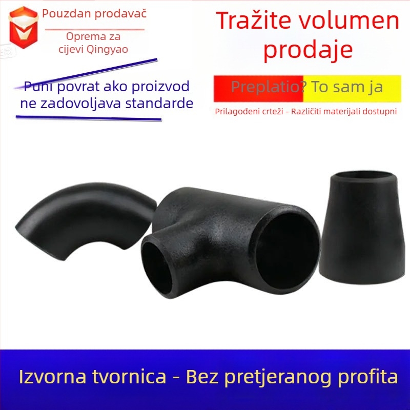 Ugljični čelik 90° kut DN15-DN3000, debljina zida prilagodljiva, nacionalni standard