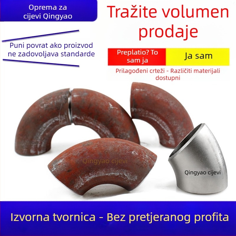 Ugljični čelik 90° kut DN15-DN3000, debljina zida prilagodljiva, nacionalni standard
