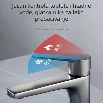 Baterija za umivaonik od bakra s izvlačnim mlazom, jednoručna, keramički uložak