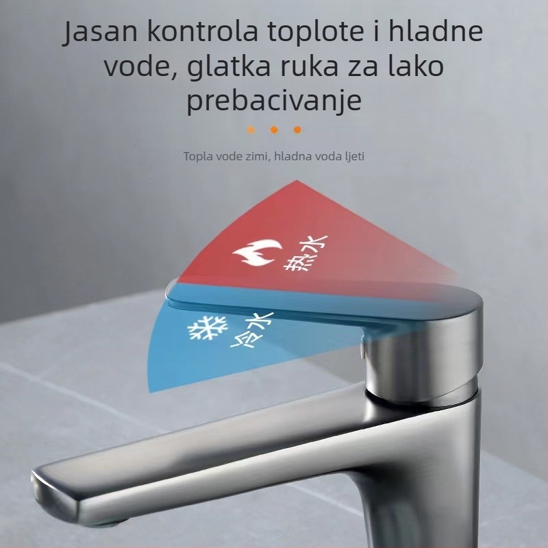 Baterija za umivaonik od bakra s izvlačnim mlazom, jednoručna, keramički uložak