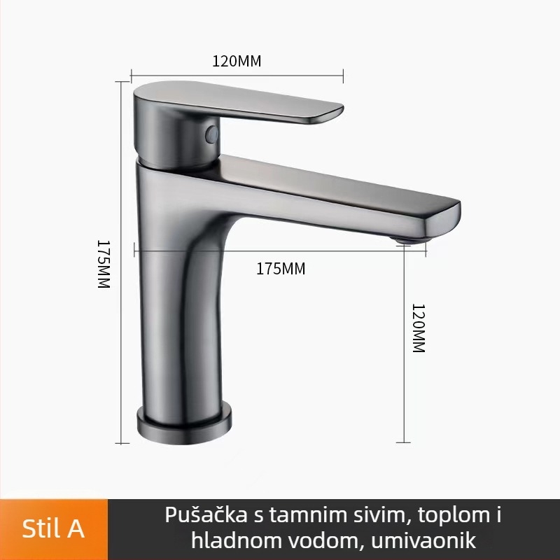 Baterija za umivaonik od bakra s izvlačnim mlazom, jednoručna, keramički uložak