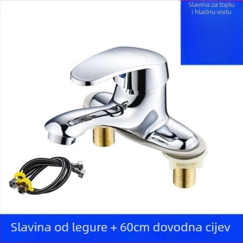 Slavina za umivaonik u kupaonici od bakra, s jednim ručnim upravljačem, za ugradnju s 2 ili 3 otvora, topla i hladna voda