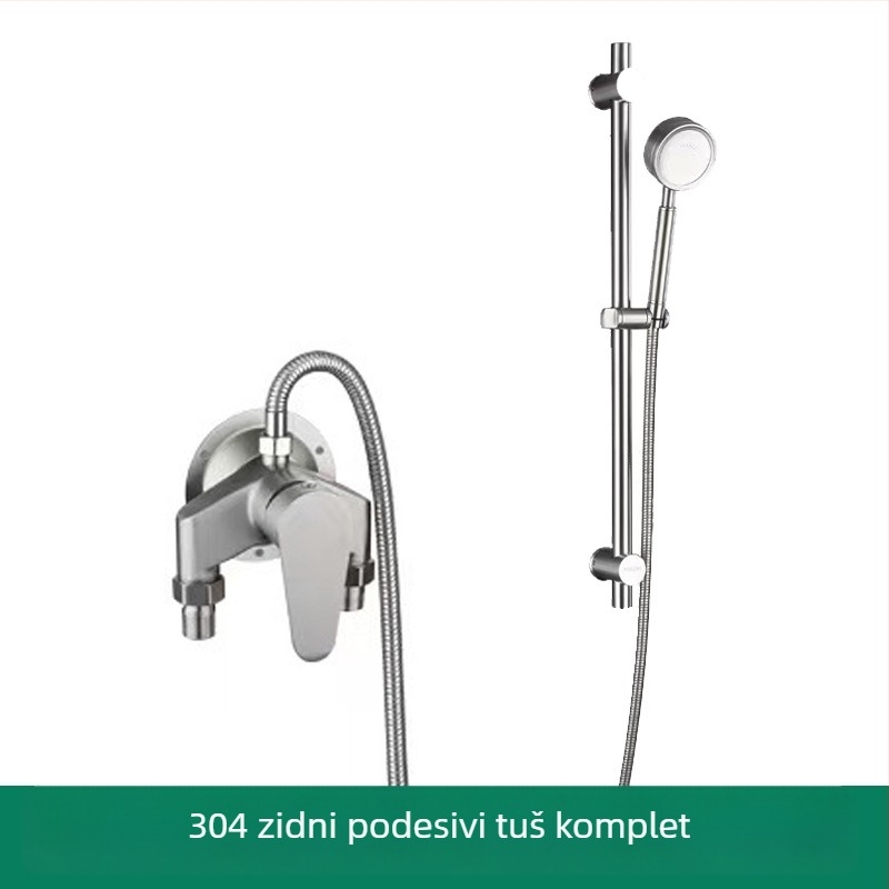 Tuš set od nehrđajućeg čelika 304, zidni montažni set, funkcija kišnica, model XMS-7101, radna temperatura 1–90°C