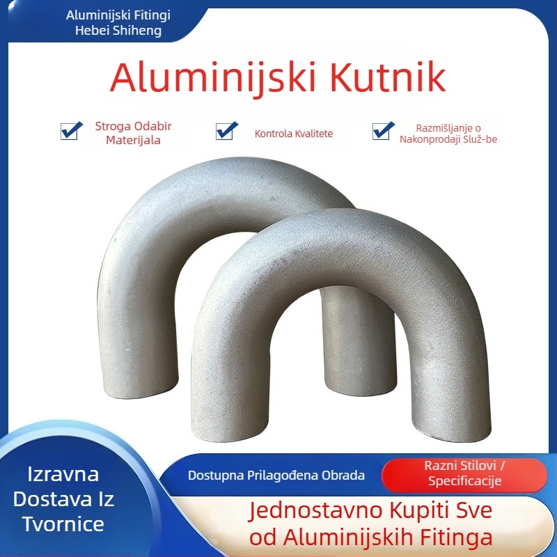 Aluminijski zavoj cijevi, zavareni, 90°, prilagođena debljina zida, otpornost na visoki tlak