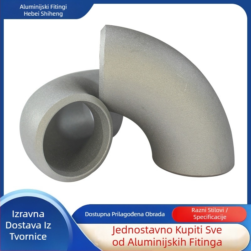 Aluminijski zavoj cijevi, zavareni, 90°, prilagođena debljina zida, otpornost na visoki tlak
