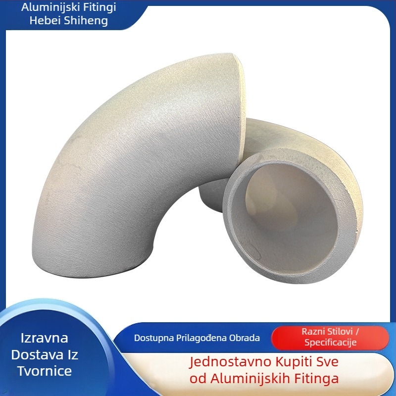 Aluminijski zavoj cijevi, zavareni, 90°, prilagođena debljina zida, otpornost na visoki tlak
