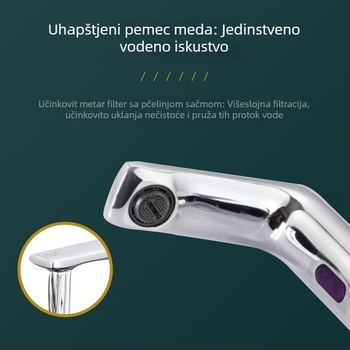 Indukcijski senzorni slavina za podmontirani umivaonik, bakreno tijelo, keramički disk ventil, 0-90°C