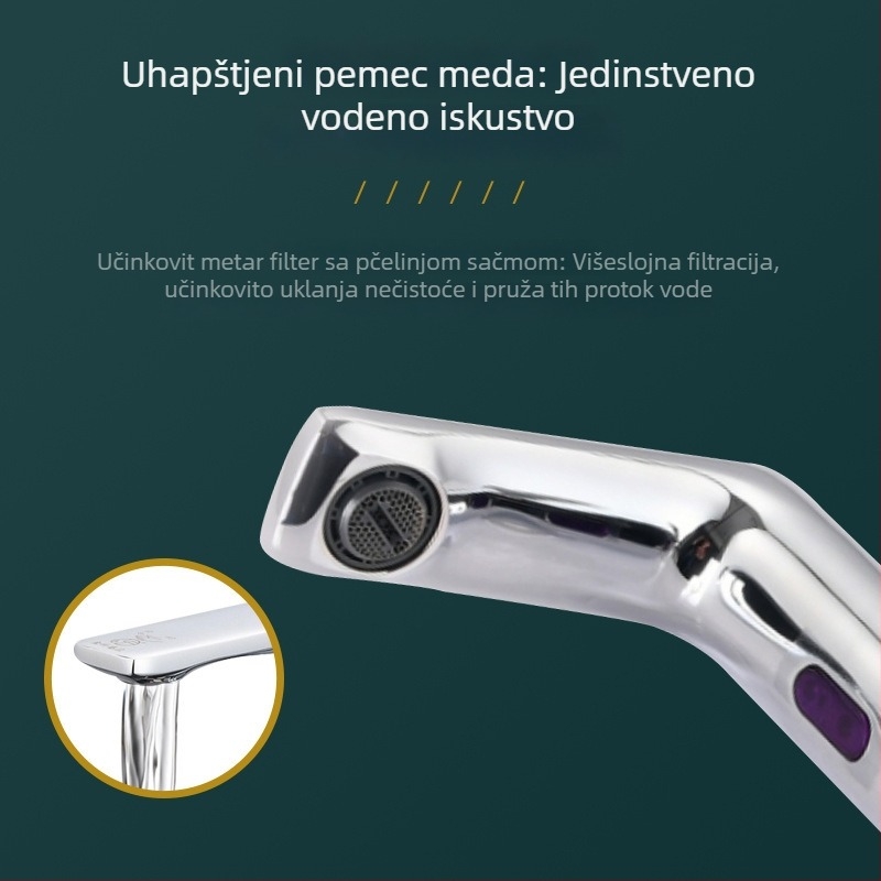 Indukcijski senzorni slavina za podmontirani umivaonik, bakreno tijelo, keramički disk ventil, 0-90°C