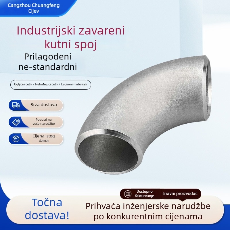 Nehrđajući čelični zavojni koljeno, bezšivno zavareno, 90° i 45°