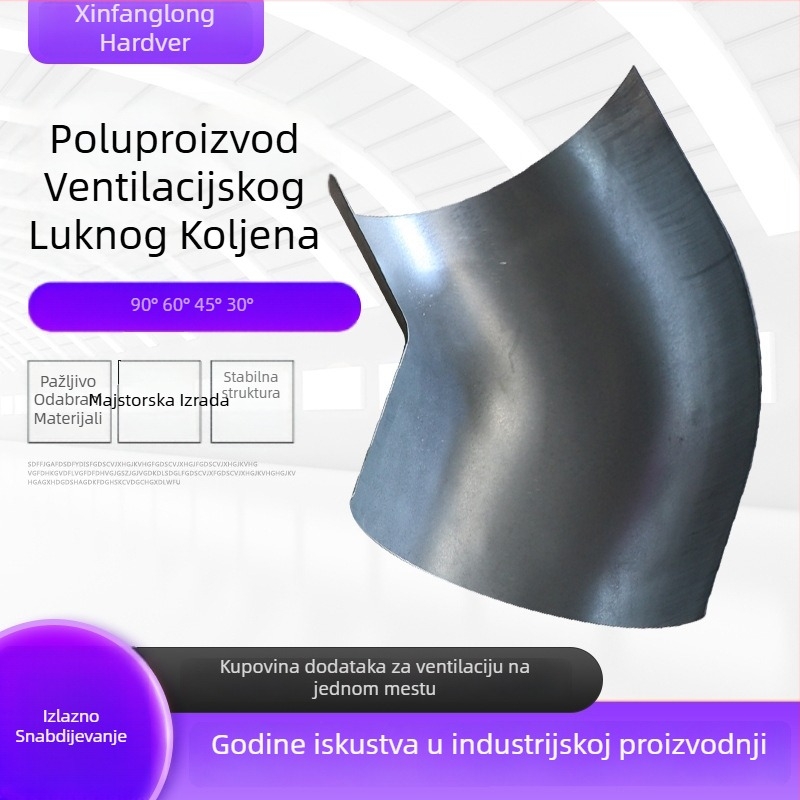 Ventilacijski kut s flanšom, polukutni segment, 90°/45°, nehrđajući čelik, prilagođena debljina zida, nestandardna klasa, dobra elastičnost